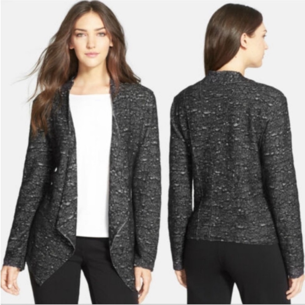 Eileen Fisher Wool Blend Asymmetrical Open Front Jacket